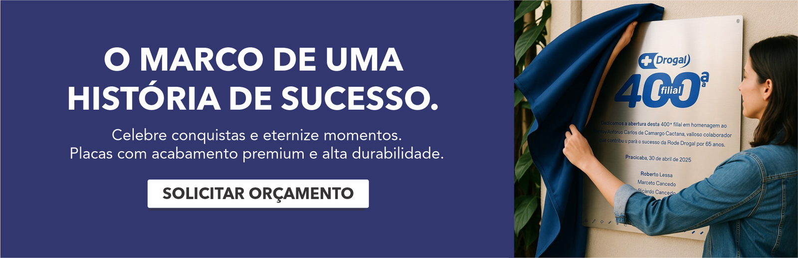 Banner placa Inauguração